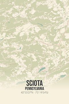 Carte ancienne de Sciota (Pennsylvanie), USA. sur Rezona