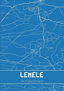 Blauwdruk | Landkaart | Lemele (Overijssel) van Rezona