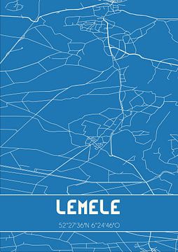 Blauwdruk | Landkaart | Lemele (Overijssel) van MijnStadsPoster