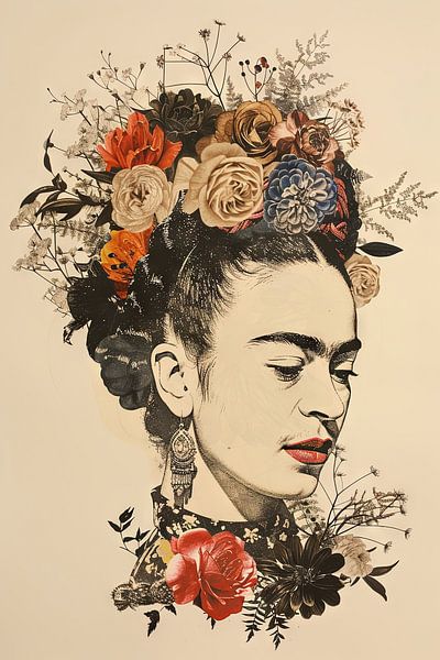Frida flower portrait by Poster Art Shop