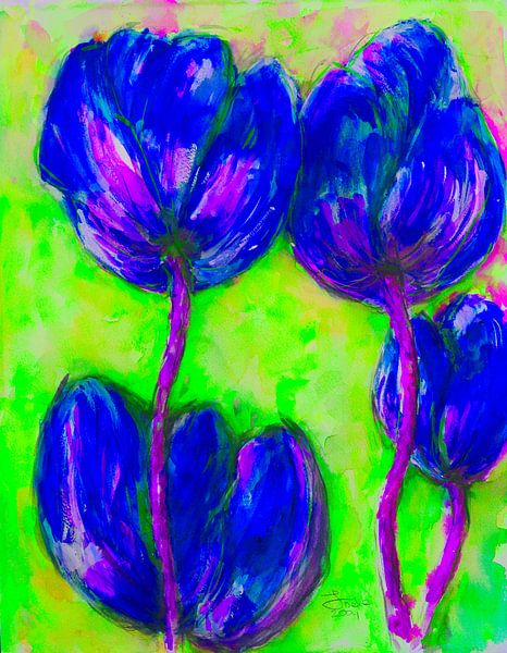 Blue tulips. by Ineke de Rijk