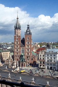 Basilique Sainte-Marie sur le Rynek, vue de la tour de l'hôtel de ville, patrimoine mondial de l'UNE