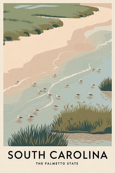 South Carolina Vintage Travel Poster von Poster Art Shop