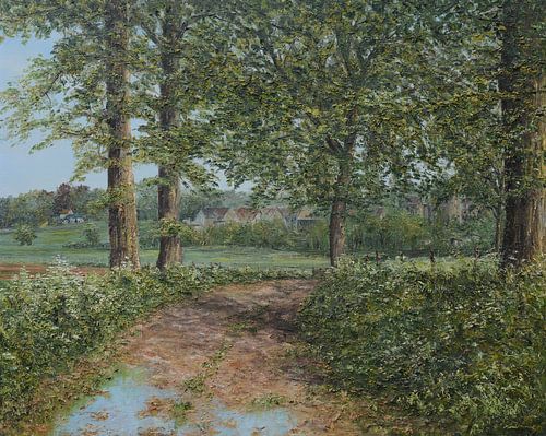 A peaceful landscape with a country lane leading off into the distance