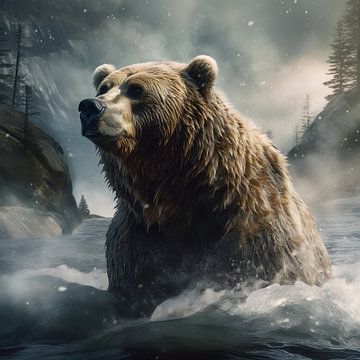 Bear in the river by YArt