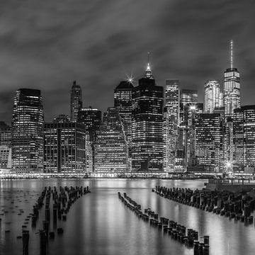 NEW YORK CITY Monochrome Night Impressions  by Melanie Viola