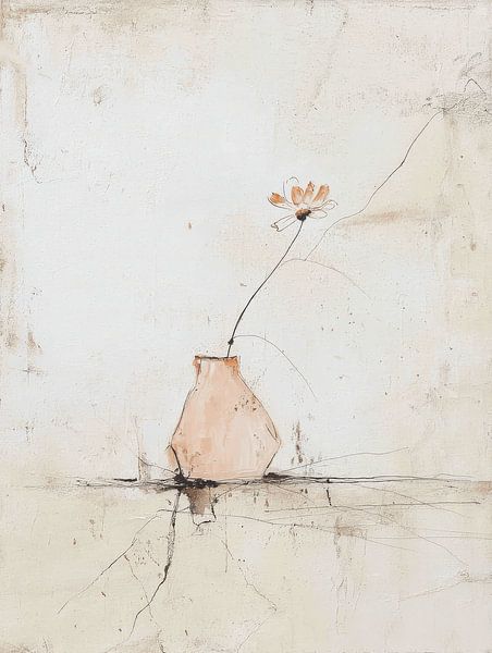 Stilleven van een vaasje met bloem van Japandi Art Studio