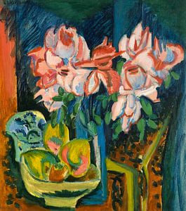 Ernst Ludwig Kirchner's Pink Roses (1918) van Studio POPPY