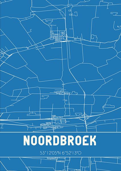 Blauwdruk | Landkaart | Noordbroek (Groningen) van Stad & Wand