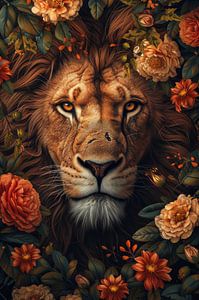 Lion & Bloom - Königliche Erscheinung - König - orange - warm von Eva Lee