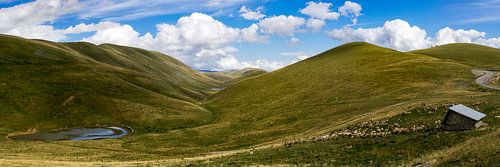 Gran Sasso met grazende kudde schapen