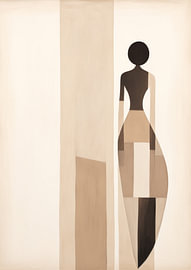 Duidelijke structuur: abstract-geometrische vrouwenfiguur in aardetinten van Dreiling.Art