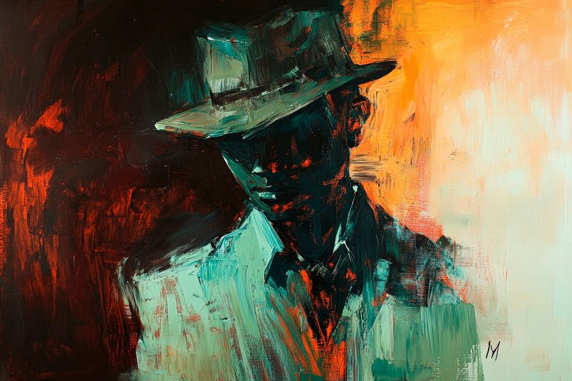 Portrait mystérieux avec chapeau et ombre par Poster Art Shop