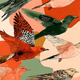 Bunte Vögel im Flug von IamHome Studio