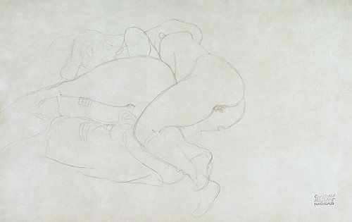 Twee vrouwen, vrienden liggend naakt, Gustav Klimt (ca. 1905–1906)