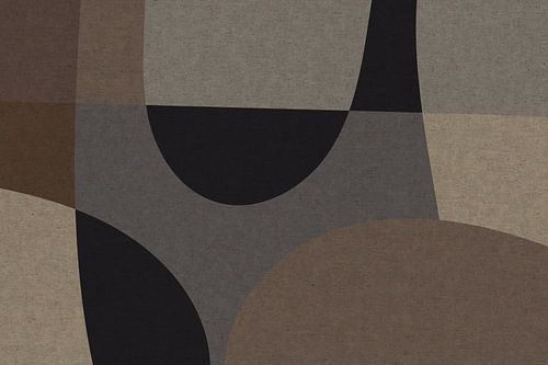 Bruin, grijs, beige organische vormen. Moderne abstracte retro geometrische kunst in aardetinten X