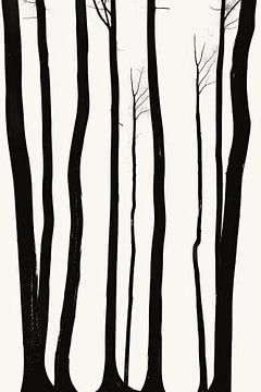 Donkere silhouetten in het bos