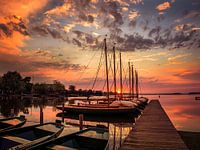Marina à Nieuwkoop au lever du soleil