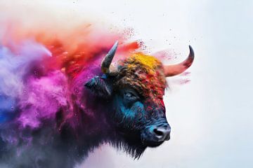 Mystic Aura - Bison en harmonie de couleurs sur Eva Lee