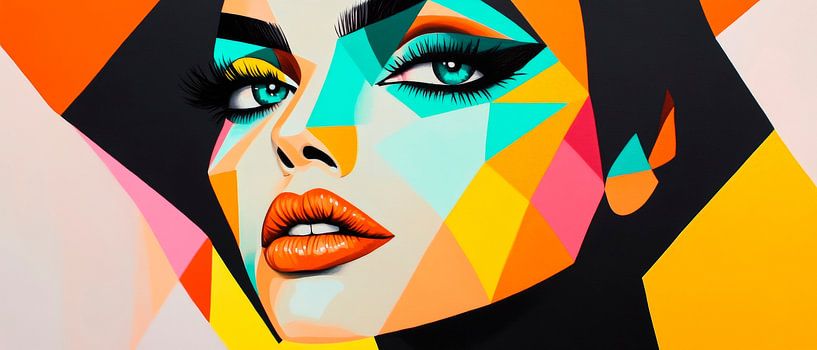 Artistic portrait study in a blaze of colour by Poster Art Shop