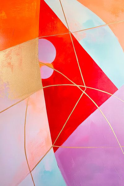 Abstract explosion of colour with gold lines by Poster Art Shop