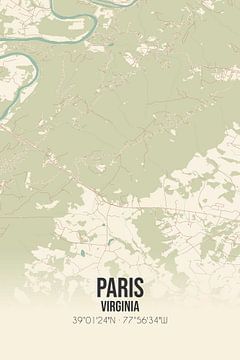 Vintage landkaart van Paris (Virginia), USA. van MijnStadsPoster