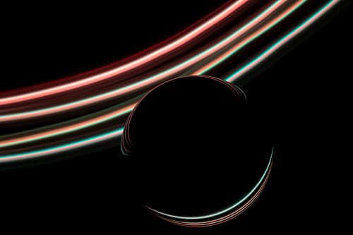 lightpainting glazen bol oranje-groen
