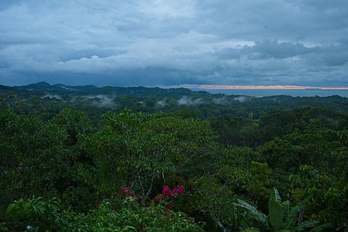 View of the rainforest and the Pacific Ocean from Ojochal in Costa Rica