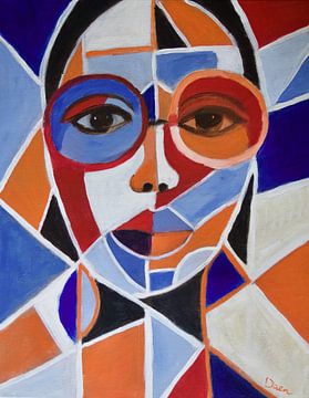 Abstract portret van een vrouw van Mieke Daenen