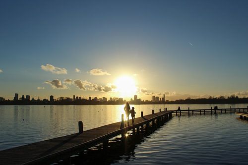 Kralingse plas bij zonsondergang