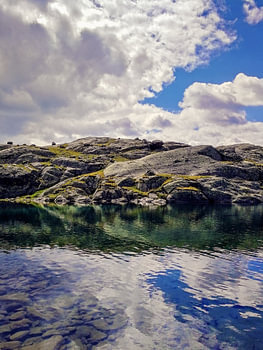 Alpine Pond Reflecting Summer Clouds in the Italian Alps
