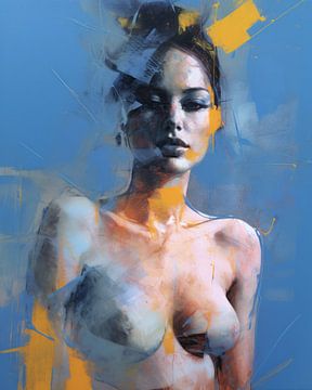 Modern abstract portrait of a young woman by Carla Van Iersel