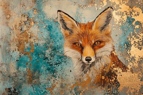 Vos op kleurrijke achtergrond