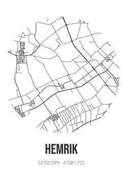 Hemrik (Fryslan) | Landkaart | Zwart-wit van Rezona