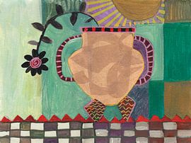 Mediterranean-style flower pot with a flower by Studio Gjil