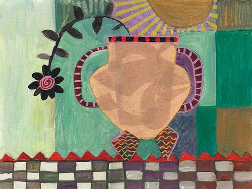 Mediterranean-style flower pot with a flower by Studio Gjil