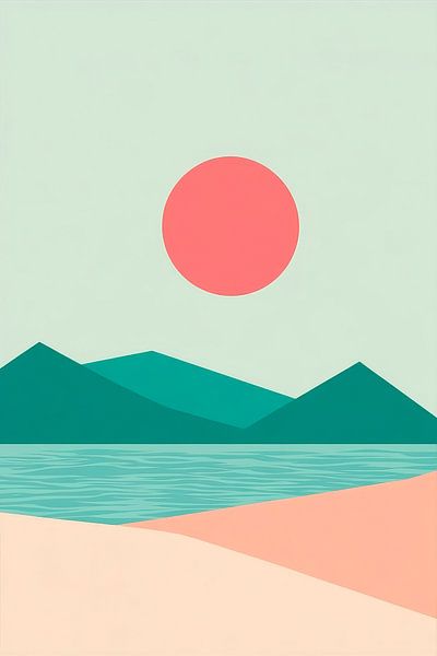 Play of colours at the mountain lake - Minimalist by Poster Art Shop