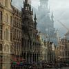Brussels' Grand Place reflected in window by Jochem Oomen