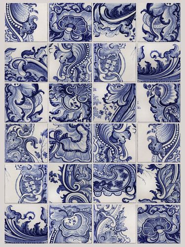Delft blue, mix of fragments of tile tableau Rijksmuseum by Mijke Konijn