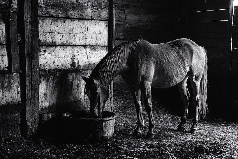 Cheval solitaire dans une vieille grange par Art & Soul Creations