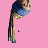Vermeer La Jeune Fille à la Perle la tête en bas pop art par Miauw webshop
