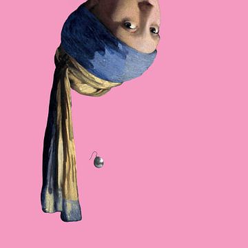 Vermeer Meisje met de Parel ondersteboven popart van Miauw webshop