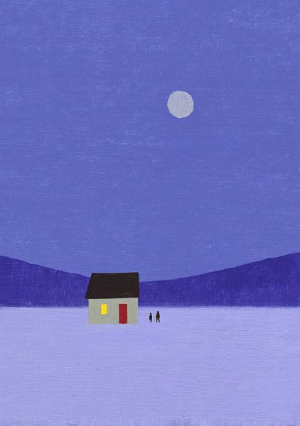 Minimalistische Nachtlandschaft mit Haus von Niklas Maximilian