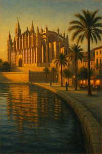 Palma de Mallorca im goldenen Licht - Mediterrane Gelassenheit Wandkunst