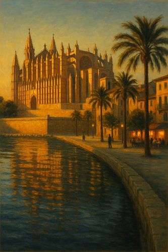 Palma de Mallorca in Gouden Licht - Mediterrane Sereniteit Muurkunst