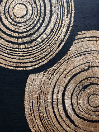 Modern black gold circular art