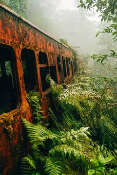 Roestige trein in de jungle - Mystiek van Poster Art Shop