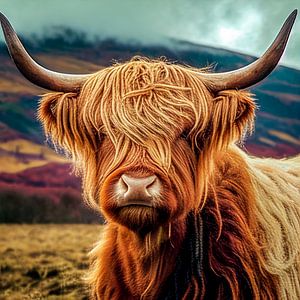 Portrait eines Schottisches Hochlandrind  Illustration