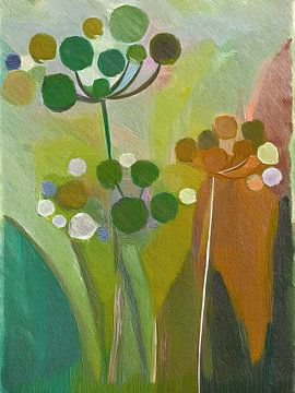 Abstract botanical art with green and earthy tones by STUDIO ARTSY