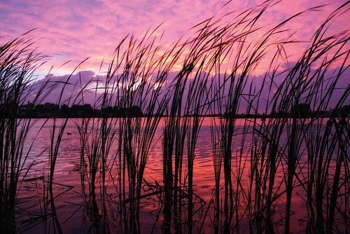 Coucher de soleil magique sur l'IJssel près de Kampen